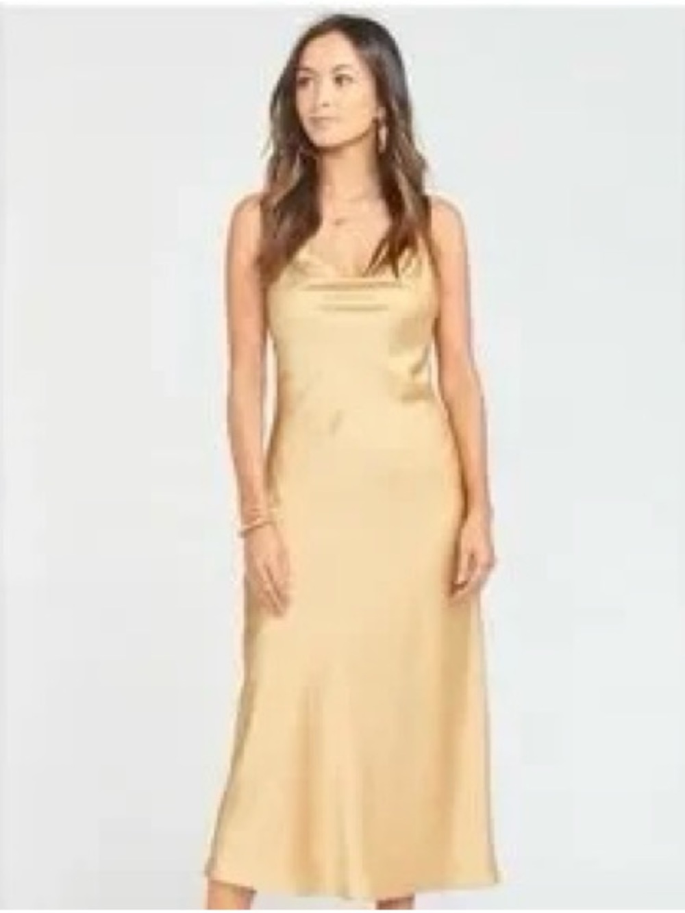 Show Me Your MuMu Gold Satin Cowl Midi Dress